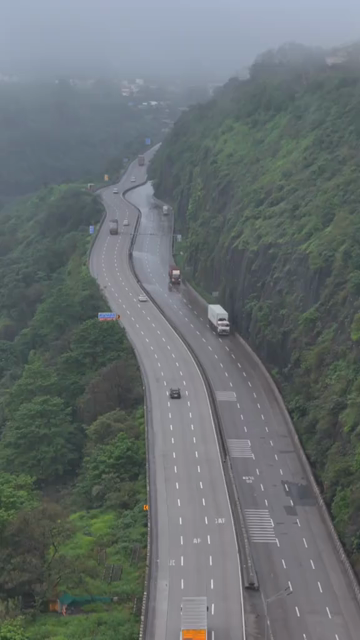 Vertical Aerial View of Lonavala Hill Road in Monsoon Pune