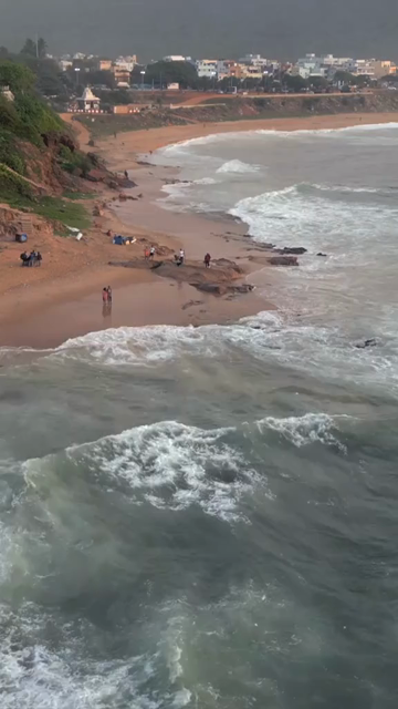 Vertical Aerial View of MV Maa Shipwreck on Yarada Beach in Visakhapatnam India