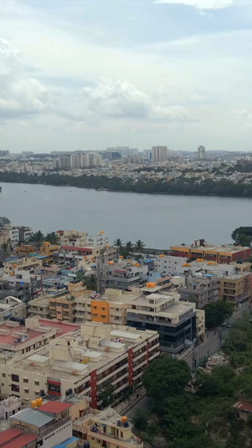 Vertical Aerial View of Madiwala Lake and Bangalore Cityscape India