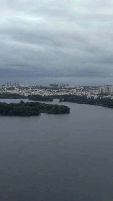 Vertical Aerial View of Madiwala Lake and Bangalore Cityscape India