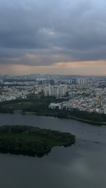 Vertical Aerial View of Madiwala Lake and Bangalore Cityscape India