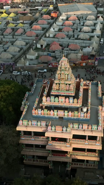 Vertical Aerial View of Maha Kumbh Mela 2025 in Prayagraj, India