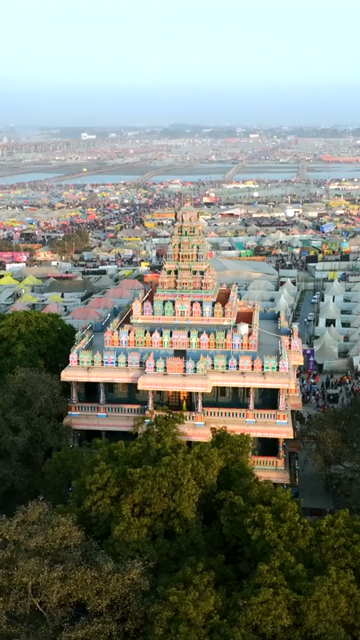 Vertical Aerial View of Maha Kumbh Mela 2025 in Prayagraj, India