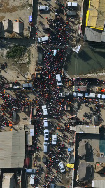 Vertical Aerial View of Maha Kumbh Mela 2025 in Prayagraj, India