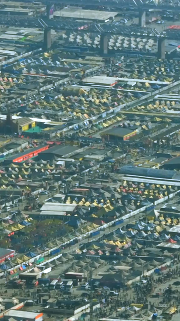 Vertical Aerial View of Maha Kumbh Mela 2025 in Prayagraj, India