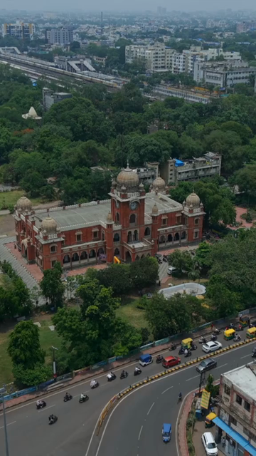 Vertical Aerial View of Mahatma Gandhi Hall Indore Madhya Pradesh India