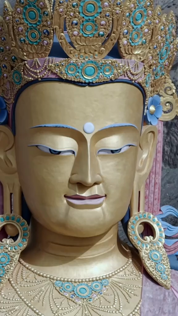 Vertical Aerial View of Maitreya Buddha Statue at Diskit Monastery, Ladakh