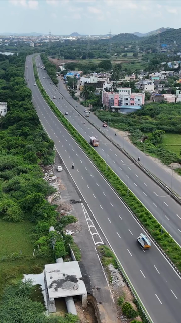 Vertical Aerial View of Major Highway Near Thiruneermalai Temple in Chennai Tamil Nadu India