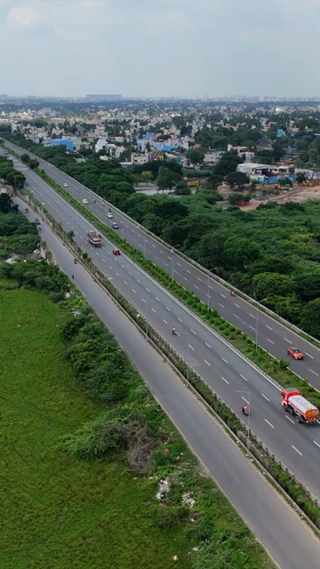 Vertical Aerial View of Major Highway Near Thiruneermalai Temple in Chennai Tamil Nadu India