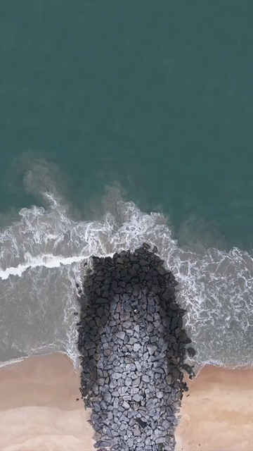 Vertical Aerial View of Malpe Beach Breakwaters Udupi Karnataka India