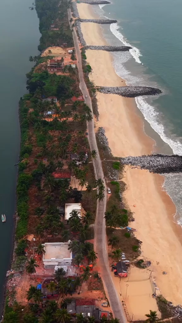 Vertical Aerial View of Malpe Beach Breakwaters Udupi Karnataka India