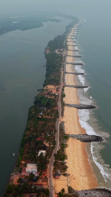 Vertical Aerial View of Malpe Beach Breakwaters Udupi Karnataka India