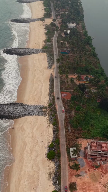 Vertical Aerial View of Malpe Beach Breakwaters Udupi Karnataka India