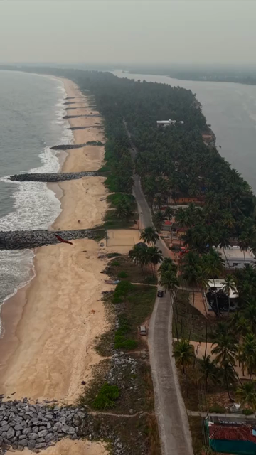 Vertical Aerial View of Malpe Beach Breakwaters Udupi Karnataka India