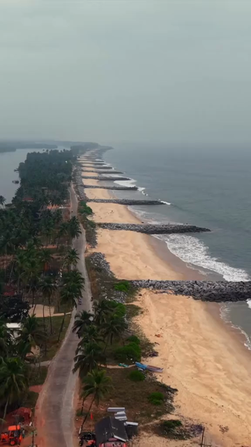 Vertical Aerial View of Malpe Beach Breakwaters Udupi Karnataka India
