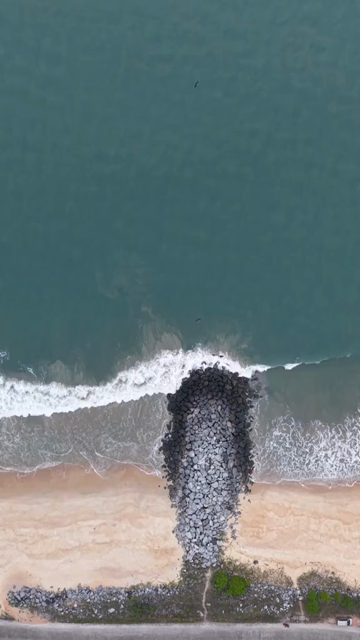 Vertical Aerial View of Malpe Beach Breakwaters Udupi Karnataka India
