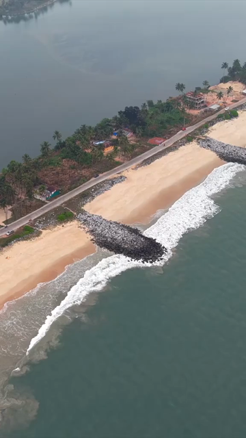 Vertical Aerial View of Malpe Beach Breakwaters Udupi Karnataka India