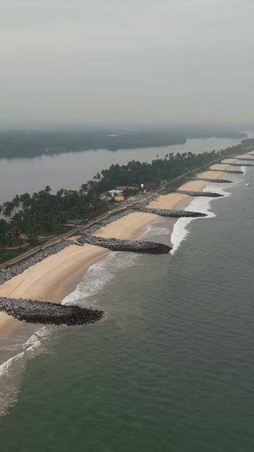 Vertical Aerial View of Malpe Beach Breakwaters Udupi Karnataka India