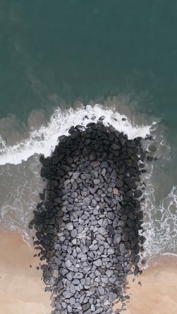 Vertical Aerial View of Malpe Beach Breakwaters Udupi Karnataka India