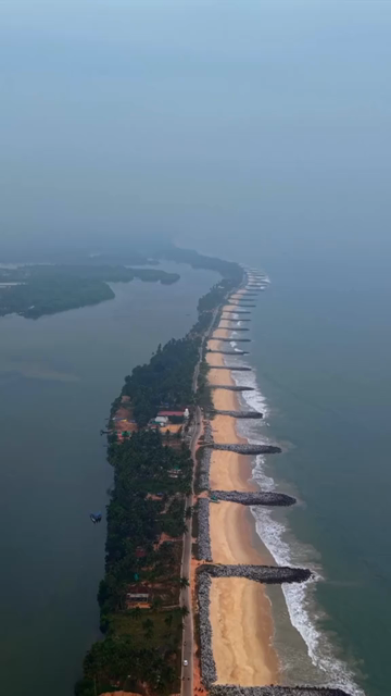 Vertical Aerial View of Malpe Beach Breakwaters Udupi Karnataka India