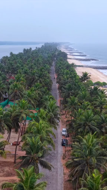 Vertical Aerial View of Malpe Beach Breakwaters Udupi Karnataka India