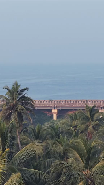 Vertical Aerial View of Maravanthe Beach Road Karnataka