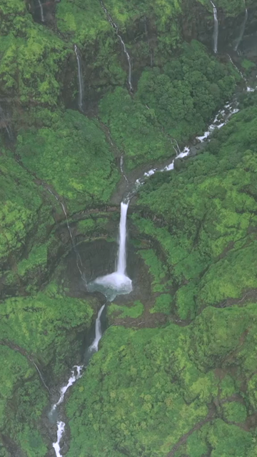 Vertical Aerial View of Marleshwar Dhareshwar Waterfall Ratnagiri Maharashtra India