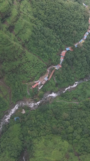 Vertical Aerial View of Marleshwar Dhareshwar Waterfall Ratnagiri Maharashtra India