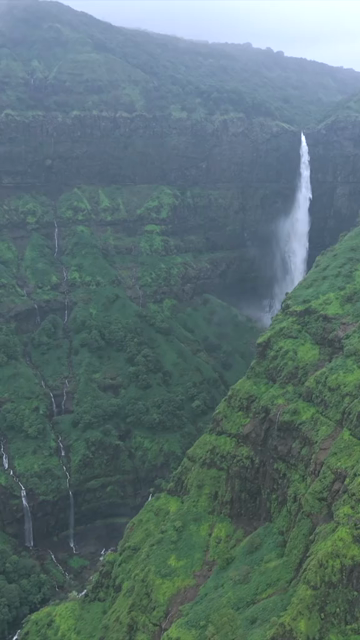 Vertical Aerial View of Marleshwar Dhareshwar Waterfall Ratnagiri Maharashtra India