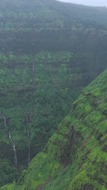Vertical Aerial View of Marleshwar Dhareshwar Waterfall Ratnagiri Maharashtra India