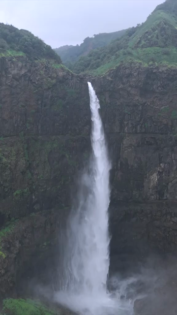 Vertical Aerial View of Marleshwar Dhareshwar Waterfall Ratnagiri Maharashtra India