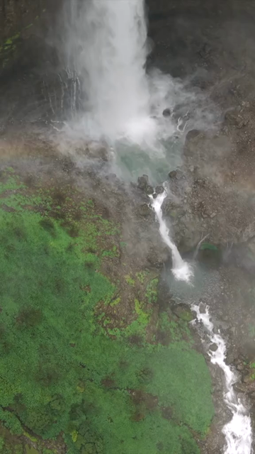 Vertical Aerial View of Marleshwar Dhareshwar Waterfall Ratnagiri Maharashtra India