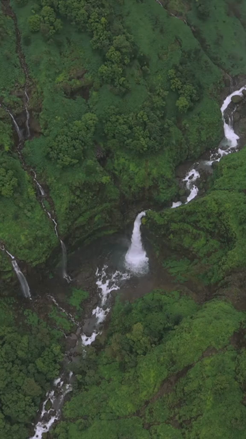 Vertical Aerial View of Marleshwar Dhareshwar Waterfall Ratnagiri Maharashtra India