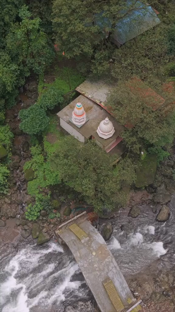 Vertical Aerial View of Marleshwar Dhareshwar Waterfall Ratnagiri Maharashtra India