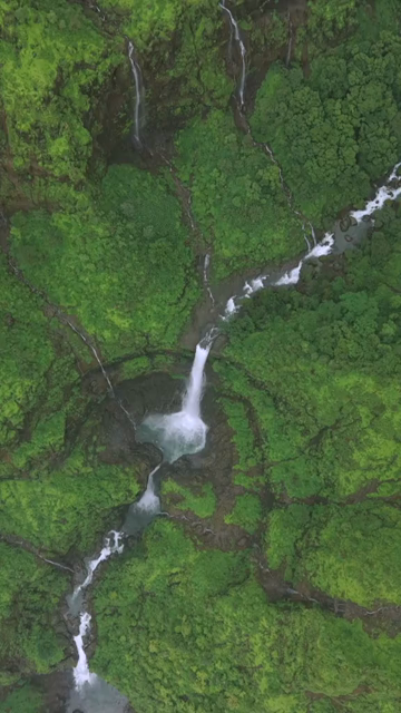 Vertical Aerial View of Marleshwar Dhareshwar Waterfall Ratnagiri Maharashtra India