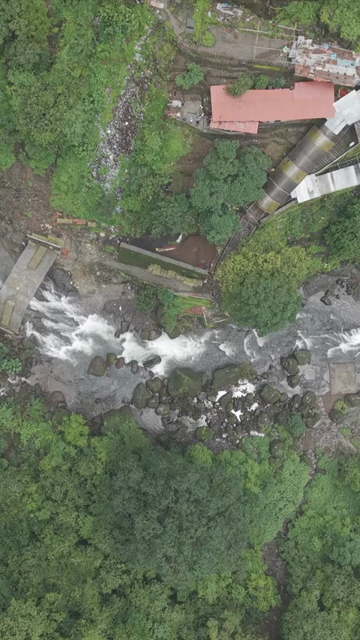 Vertical Aerial View of Marleshwar Dhareshwar Waterfall Ratnagiri Maharashtra India