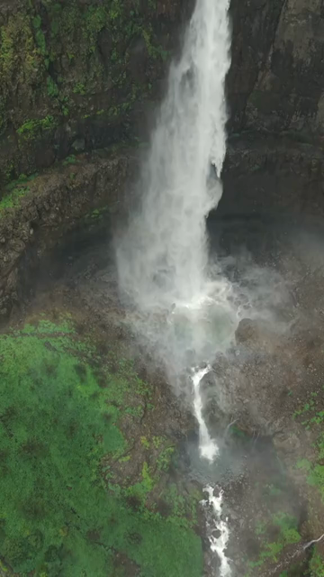 Vertical Aerial View of Marleshwar Dhareshwar Waterfall Ratnagiri Maharashtra India
