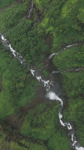 Vertical Aerial View of Marleshwar Dhareshwar Waterfall Ratnagiri Maharashtra India