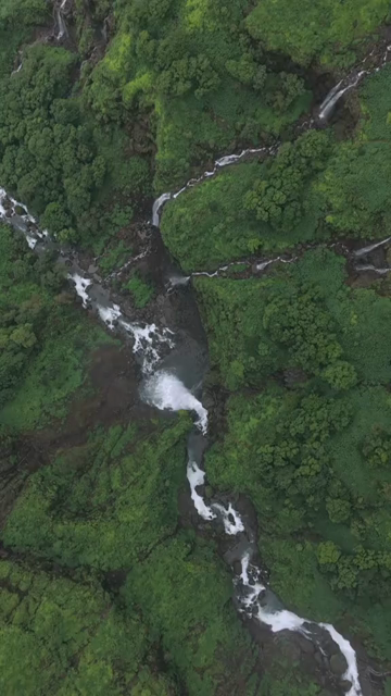 Vertical Aerial View of Marleshwar Dhareshwar Waterfall Ratnagiri Maharashtra India