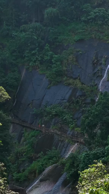 Vertical Aerial View of Mawryngkhang Bamboo Trek and Mountain Cliffs Meghalaya India