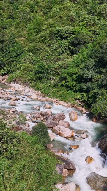 Vertical Aerial View of Mawryngkhang Bamboo Trek and Mountain Cliffs Meghalaya India