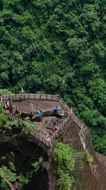 Vertical Aerial View of Mawryngkhang Bamboo Trek and Mountain Cliffs Meghalaya India