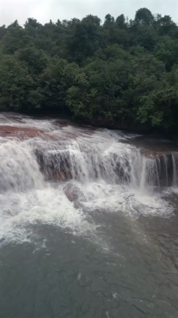 Vertical Aerial View of Mawsawa Waterfall in Sohra, Meghalaya, India