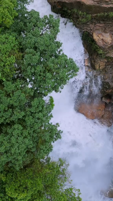 Vertical Aerial View of Mawsmai Waterfall, Sohra, Meghalaya, India