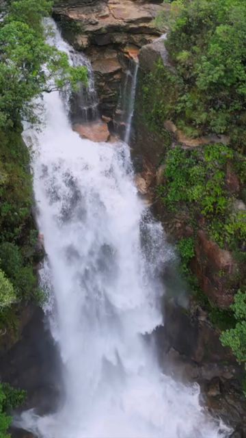 Vertical Aerial View of Mawsmai Waterfall, Sohra, Meghalaya, India