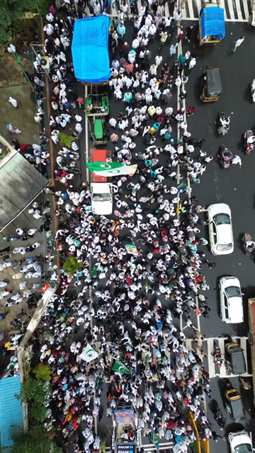 Vertical Aerial View of Milad-un-Nabi Procession Near Khopoli Dargah, Maharashtra