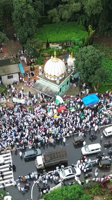 Vertical Aerial View of Milad-un-Nabi Procession Near Khopoli Dargah, Maharashtra