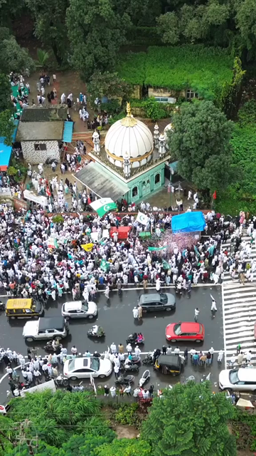 Vertical Aerial View of Milad-un-Nabi Procession Near Khopoli Dargah, Maharashtra