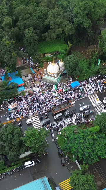 Vertical Aerial View of Milad-un-Nabi Procession Near Khopoli Dargah, Maharashtra