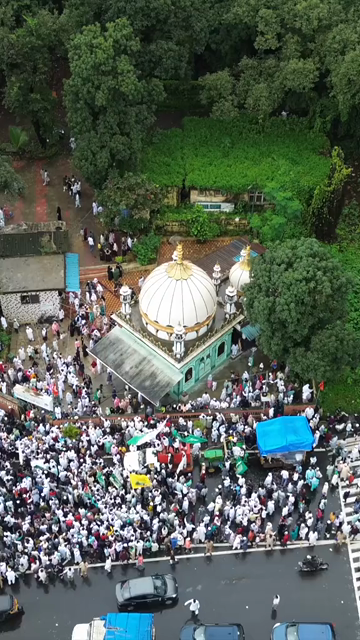 Vertical Aerial View of Milad-un-Nabi Procession Near Khopoli Dargah, Maharashtra